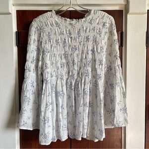 Adiva Boho Smocked Tunic Floral Top